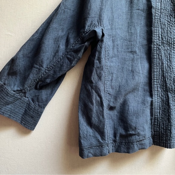 Windsmoor Blue Linen Relaxed wide sleeves Lightweight Blazer Jacket Sz 10 - Picture 3 of 10